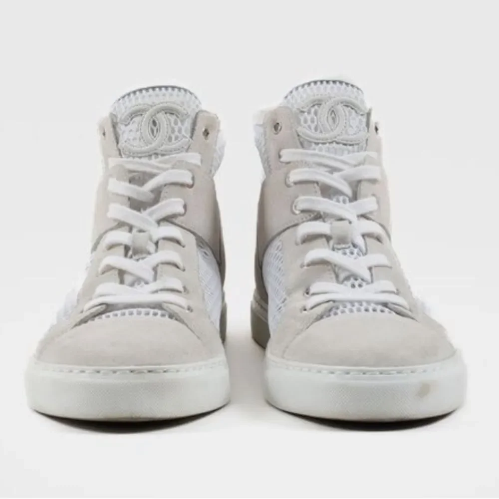 CHANEL Cream and White mesh Sneakers, US7